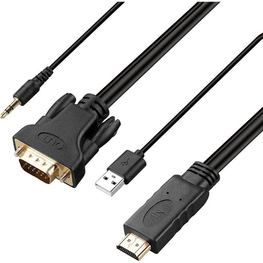 HDMI naar VGA Adapter, vergulde HDMI naar VGA 1,5 meter kabel met voeding en audio Compatibel voor computer, desktop, laptop, pc, monitor, projector, HDTV, Chromebook, Raspberry Pi, Roku, Xbox - Audio & Video - Phreeze