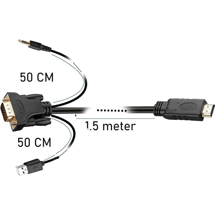 HDMI naar VGA Adapter, vergulde HDMI naar VGA 1,5 meter kabel met voeding en audio Compatibel voor computer, desktop, laptop, pc, monitor, projector, HDTV, Chromebook, Raspberry Pi, Roku, Xbox - Audio & Video - Phreeze