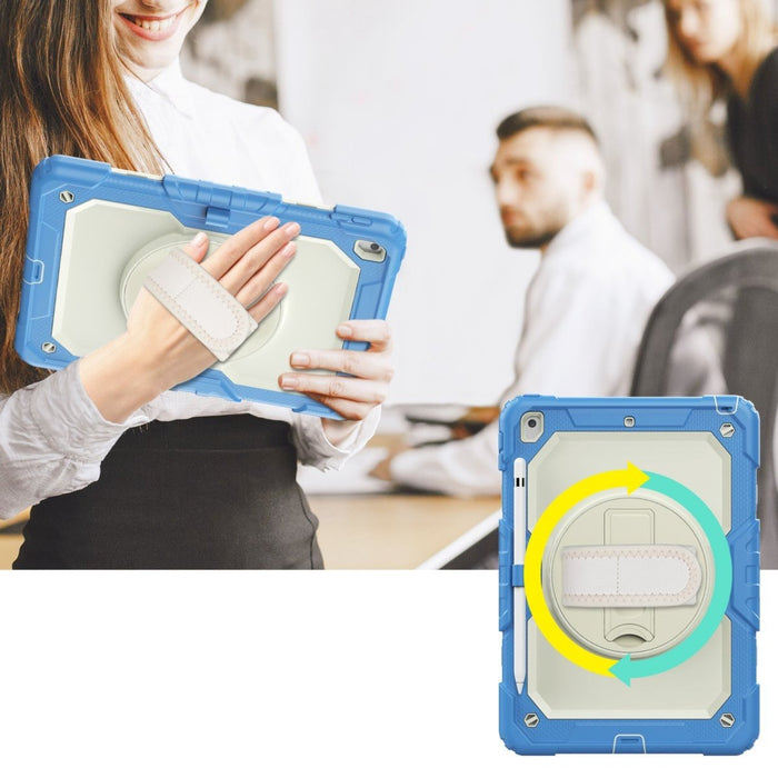 iPad 10.2 (2019/2020/2021) Hoes met Screenprotector - Extreme Bescherming - Standaard + Handvat + Schouderriem - Apple Pencil vakje - Kinderhoes - Heavy Duty - Geschikt voor Apple iPad 7th/8th/9th Gen (10.2 inch) - Blauw - Tablet Hoezen - Phreeze