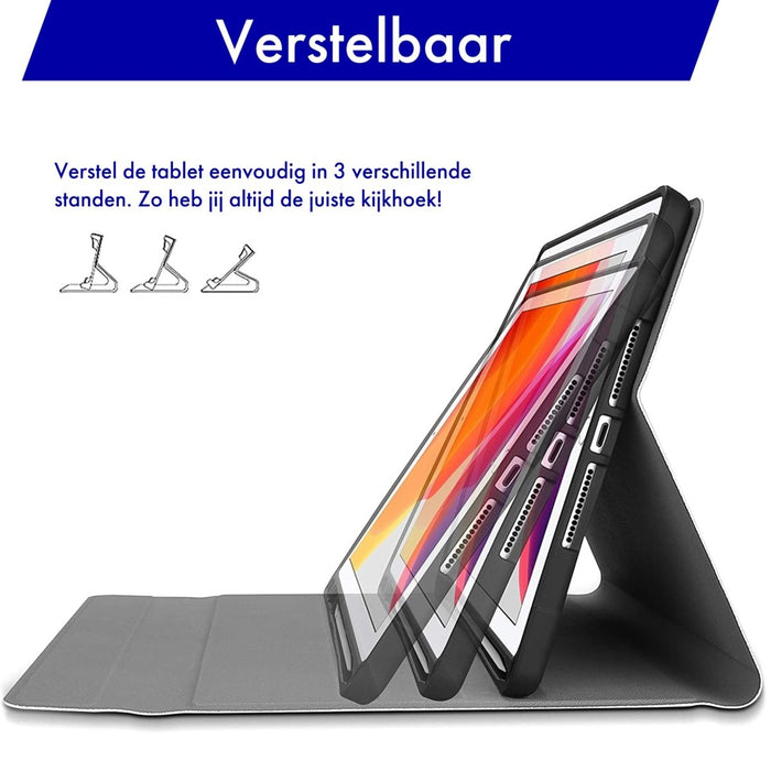 iPad 2017/2018 (9.7 inch) Hoes Toetsenbord - Leer - Keyboard Case voor Apple iPad 9.7 inch (5e en 6e Generatie) - iPad Hoesje met Toetsenbord - Donker Blauw - Bluetooth Toetsenbord iPad - iPad Toetsenbord - Tablet Hoezen - Phreeze