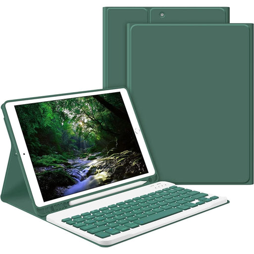 iPad 2017/2018 (9.7 inch) Hoes Toetsenbord - Leer - Keyboard Case voor Apple iPad 9.7 inch (5e en 6e Generatie) - iPad Hoesje met Toetsenbord - Donker Groen - Bluetooth Toetsenbord iPad - iPad Toetsenbord - Tablet Hoezen - Phreeze