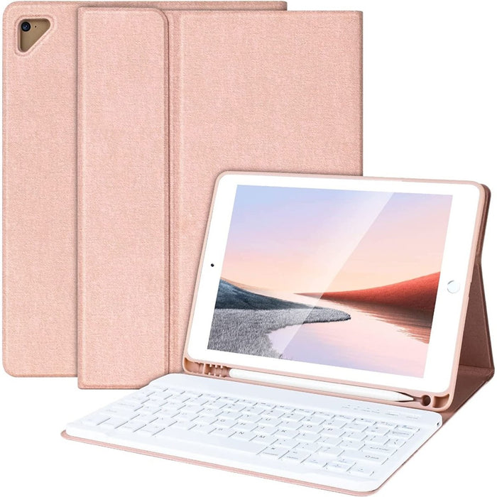 iPad 2017/2018 (9.7 inch) Hoes Toetsenbord - Leer - Keyboard Case voor Apple iPad 9.7 inch (5e en 6e Generatie) - iPad Hoesje met Toetsenbord - Rose Goud - Bluetooth Toetsenbord iPad - iPad Toetsenbord - Tablet Hoezen - Phreeze
