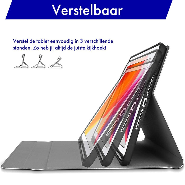 iPad 2017/2018 (9.7 inch) Hoes Toetsenbord - Leer - Keyboard Case voor Apple iPad 9.7 inch (5e en 6e Generatie) - iPad Hoesje met Toetsenbord - Zwart - Bluetooth Toetsenbord iPad - iPad Toetsenbord - Tablet Hoezen - Phreeze