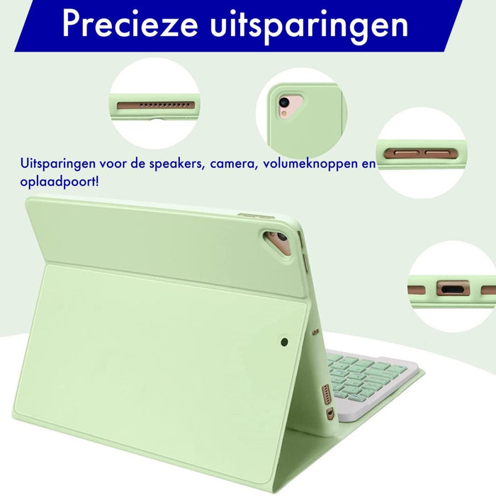 iPad 2019/2020/2021/2022 10.2 Inch Hoes Toetsenbord - Leer - Keyboard Case voor Apple iPad 10.2 7e/8e/9e generatie - iPad Hoesje met Toetsenbord - Licht Groen - Bluetooth Toetsenbord iPad - iPad Toetsenbord - Tablet Hoezen - Phreeze