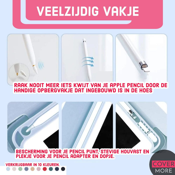 iPad 2021 Hoes - iPad 10.2 2019/2020/2021 Case - iPad 10.2 Hoesje Donker Blauw - Smart Folio Cover met Apple Pencil Opbergvak - Hoesje voor iPad 10.2 7e, 8e en 9e generatie - Tablet Hoezen - CoverMore