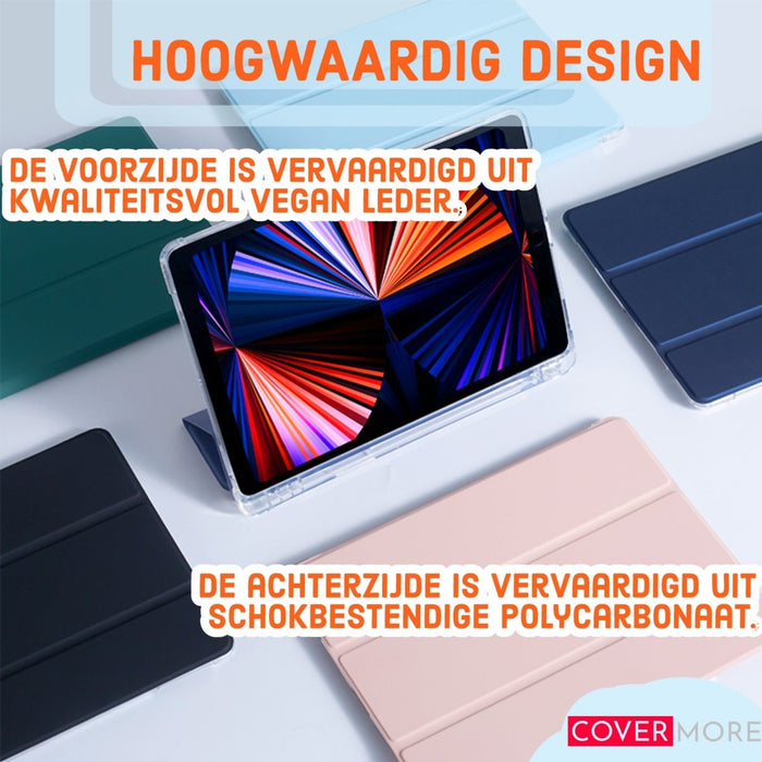 iPad 2021 Hoes - iPad 10.2 2019/2020/2021 Case - iPad 10.2 Hoesje Donker Groen - Clear Back Folio Cover met Apple Pencil Opbergvak - Hoesje voor iPad 10.2 7e, 8e en 9e generatie - Tablet Hoezen - CoverMore