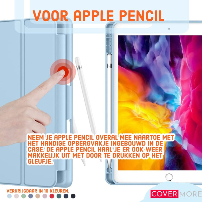 iPad 2021 Hoes - iPad 10.2 2019/2020/2021 Case - iPad 10.2 Hoesje Donker Groen - Clear Back Folio Cover met Apple Pencil Opbergvak - Hoesje voor iPad 10.2 7e, 8e en 9e generatie - Tablet Hoezen - CoverMore