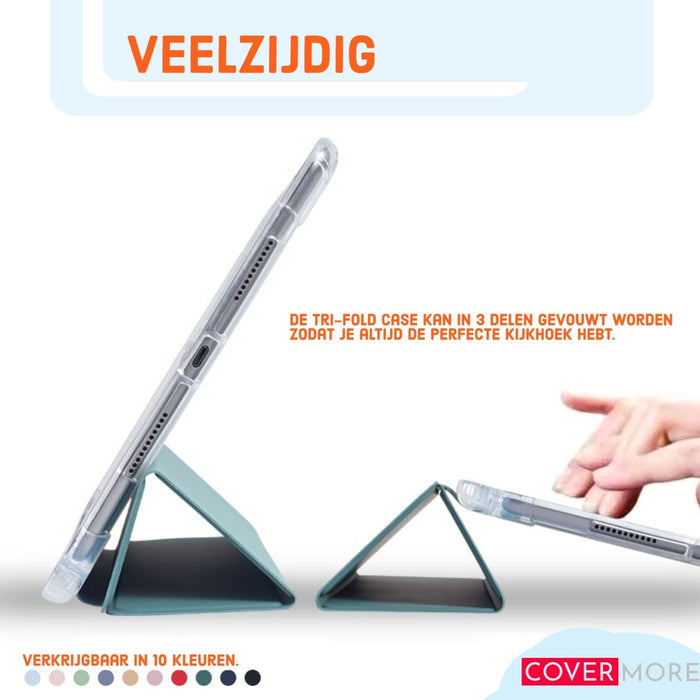 iPad 2021 Hoes - iPad 10.2 2019/2020/2021 Case - iPad 10.2 Hoesje Donker Groen - Clear Back Folio Cover met Apple Pencil Opbergvak - Hoesje voor iPad 10.2 7e, 8e en 9e generatie - Tablet Hoezen - CoverMore