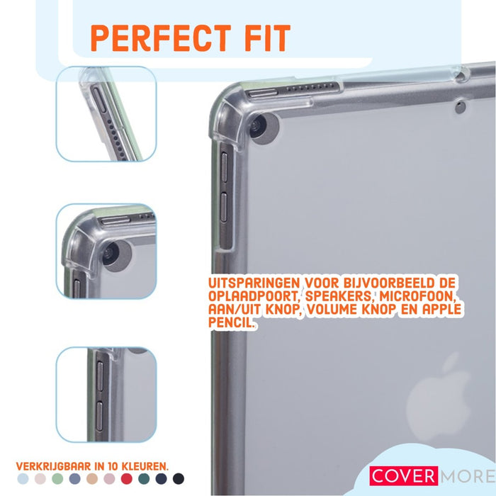 iPad 2021 Hoes - iPad 10.2 2019/2020/2021 Case - iPad 10.2 Hoesje Donker Groen - Clear Back Folio Cover met Apple Pencil Opbergvak - Hoesje voor iPad 10.2 7e, 8e en 9e generatie - Tablet Hoezen - CoverMore