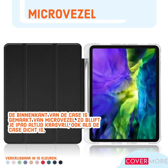 iPad 2021 Hoes - iPad 10.2 2019/2020/2021 Case - iPad 10.2 Hoesje Donker Groen - Clear Back Folio Cover met Apple Pencil Opbergvak - Hoesje voor iPad 10.2 7e, 8e en 9e generatie - Tablet Hoezen - CoverMore