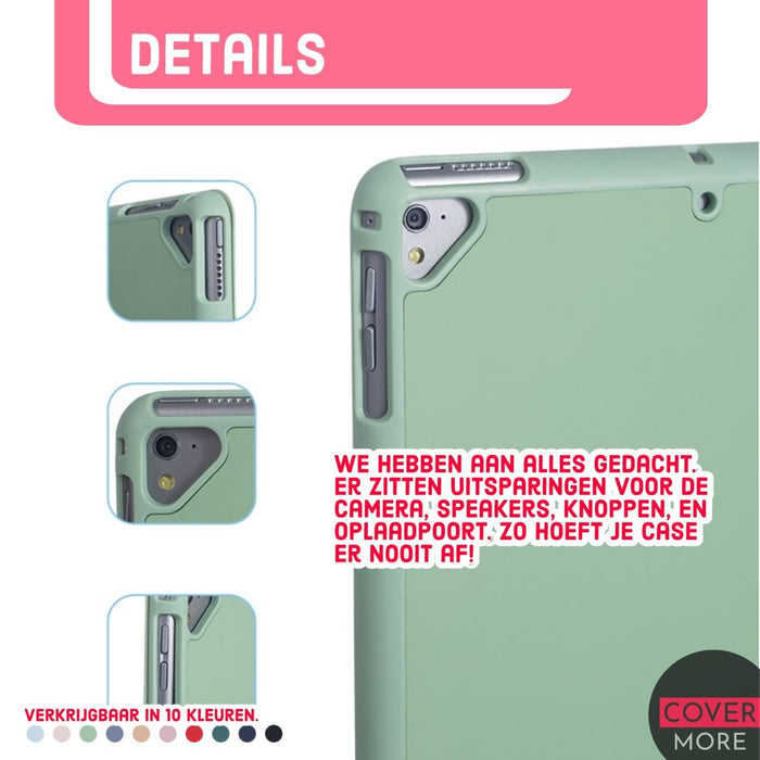 iPad 2021 Hoes - iPad 10.2 2019/2020/2021 Case - iPad 10.2 Hoesje Donker Groen - Smart Folio Cover met Apple Pencil Opbergvak - Hoesje voor iPad 10.2 7e, 8e en 9e generatie - Tablet Hoezen - CoverMore