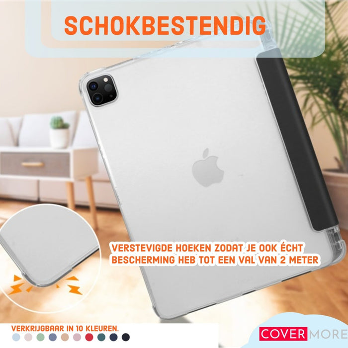 iPad 2021 Hoes - iPad 10.2 2019/2020/2021 Case - iPad 10.2 Hoesje Licht Blauw - Clear Back Folio Cover met Apple Pencil Opbergvak - Hoesje voor iPad 10.2 7e, 8e en 9e generatie - Tablet Hoezen - CoverMore