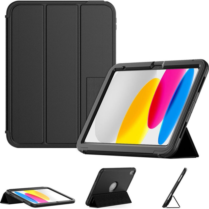 iPad 2022 Hoes - iPad 10e Generatie (10.9 inch) Hoesje - Smart Folio + Extreme Bescherming - Afneembare Standaard - Apple Pencil vakje - Heavy Duty - Geschikt voor Apple iPad 10th Gen (10.9 inch) - Zwart - Tablet Hoezen - Phreeze