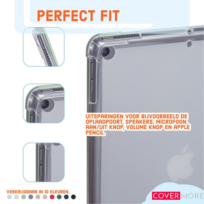 iPad Air 2020 Hoes - iPad Air 4 Cover met Apple Pencil Vakje - Roze Hoesje iPad Air 10.9 inch (4e generatie) Clear Back Folio Case - Tablet Hoezen - CoverMore