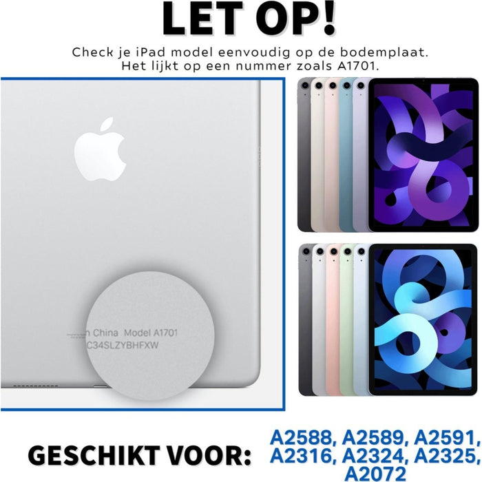iPad Air 2022 Hoesje - iPad Air 4e Generatie Hoes - iPad Air 5e Generatie Hoes - Phreeze Back Cover Cover Case - AntiShock - Zwart - Transparant - Tablet Hoezen - Phreeze