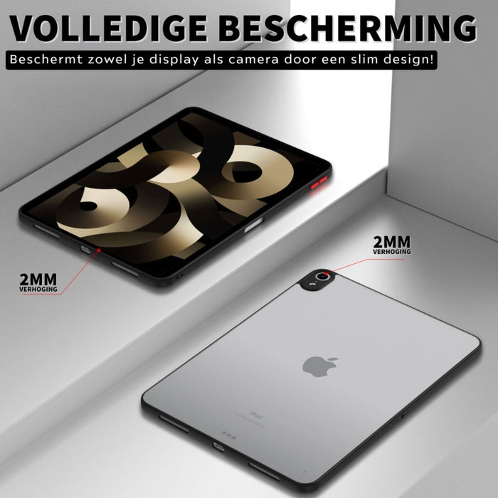iPad Air 2022 Hoesje - iPad Air 4e Generatie Hoes - iPad Air 5e Generatie Hoes - Phreeze Back Cover Cover Case - AntiShock - Zwart - Transparant - Tablet Hoezen - Phreeze
