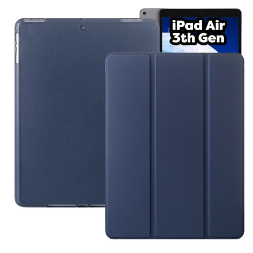 iPad Air 3 (2019) 10.5 Hoes - iPad Air 2019 (3e generatie) Case - Donker Blauw - Smart Folio iPad Air Cover met Apple Pencil Opbergvak - Hoesje voor Apple iPad Air 3e Generatie (2019) 10.5 inch - Tablet Hoezen - CoverMore