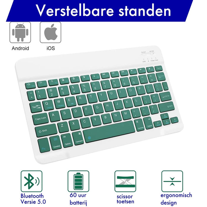 iPad Air 3 (2019) 10.5 inch Hoes Toetsenbord - Leer - Keyboard Case voor Apple iPad 10.5 inch (3e Generatie) generatie - iPad Hoesje met Toetsenbord - Donker Groen - Bluetooth Toetsenbord iPad - iPad Toetsenbord