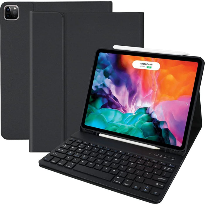 iPad Air 5 (2022) 10.9 inch Hoes Toetsenbord - Leer - Keyboard Case voor Apple iPad 10.9 inch (5e Generatie) generatie - iPad Hoesje met Toetsenbord - Zwart - Bluetooth Toetsenbord iPad - iPad Toetsenbord