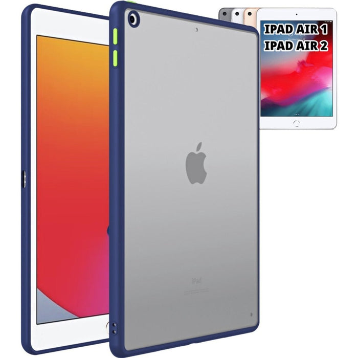 iPad Air Hoes - iPad Air 2 Hoes - Phreeze Back Cover Hoesje - AntiShock - Blauw - Transparant - Tablet Hoezen - Phreeze