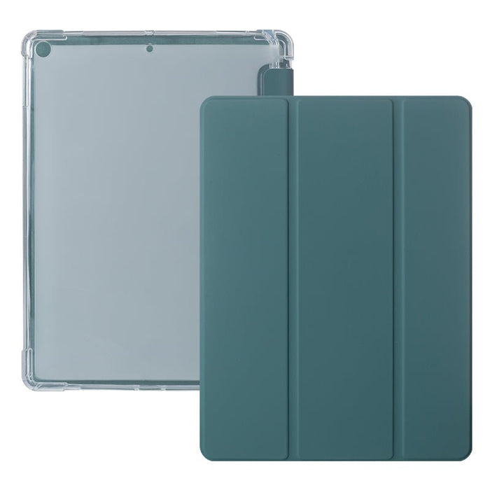 iPad Hoes 2017 / 2018 / Air / Air 2 - Clear Back Folio Cover met Apple Pencil Opbergvak - Magnetische iPad Case - Donker Groen - Schokbestendige iPad Hoesje - Geschikt voor Apple iPad 5e / 6e en iPad Air 1e / 2e generaties
