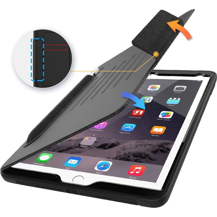 iPad Hoes 2017 / 2018 / Air / Air 2 - Smart Folio Cover met Apple Pencil Opbergvak - Magnetische iPad Case - Zwart - Geschikt voor Apple iPad 5e / 6e en iPad Air 1e / 2e generaties - Tablet Hoezen - Phreeze