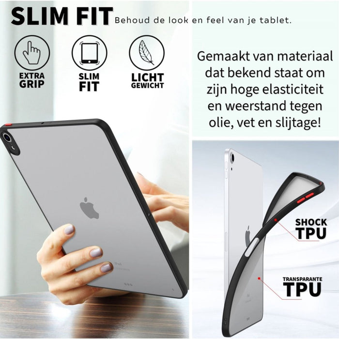 iPad Hoes 2022 10e Generatie - iPad Hoes 2022 10.9 - Phreeze Back Cover Hoesje - AntiShock - Zwart - Transparant - Tablet Hoezen - Phreeze