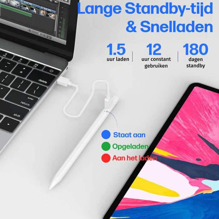 iPad Pen - Active Stylus Pen - Alternatief Apple Pencil - Exclusief voor iPad 2019, Air 2019, Pro 11, Pro 12 inch en nieuwer - Styluspen - Magnetisch opladen - Handdetectie - 2 Extra Punten - Tot 12 Uur Werktijd - Opbergdoosje wit - Telefoon Accessoires - Phreeze