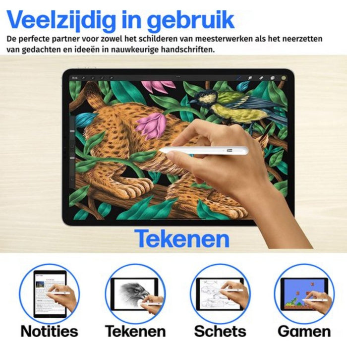 iPad Pen - Active Stylus Pen - Alternatief Apple Pencil - Exclusief voor iPad 2019, Air 2019, Pro 11, Pro 12 inch en nieuwer - Styluspen - Magnetisch opladen - Handdetectie - 2 Extra Punten - Tot 12 Uur Werktijd - Opbergdoosje wit - Telefoon Accessoires - Phreeze