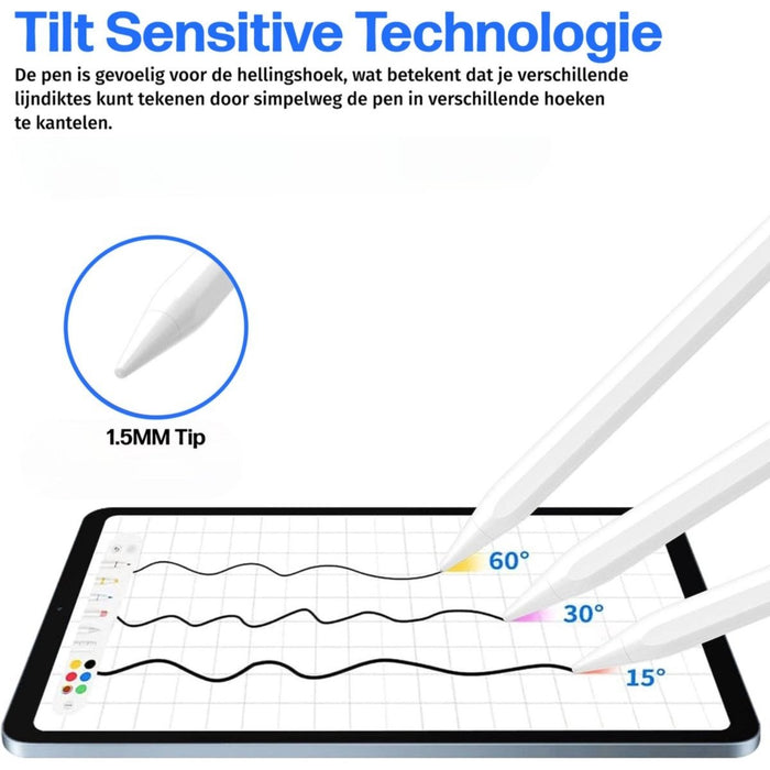 iPad Pen - Active Stylus Pen - Alternatief Apple Pencil - Exclusief voor iPad 2019, Air 2019, Pro 11, Pro 12 inch en nieuwer - Styluspen - Magnetisch opladen - Handdetectie - 2 Extra Punten - Tot 12 Uur Werktijd - Opbergdoosje wit - Telefoon Accessoires - Phreeze