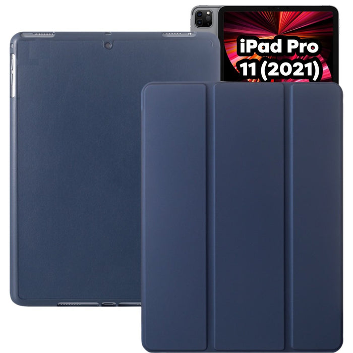 iPad Pro 11 (2021) Hoes - Smart Folio iPad Pro Cover Donker Blauw met Pencil Vakje - Premium Hoesje Case Cover voor de Apple iPad Pro 3e Generatie 11 2021