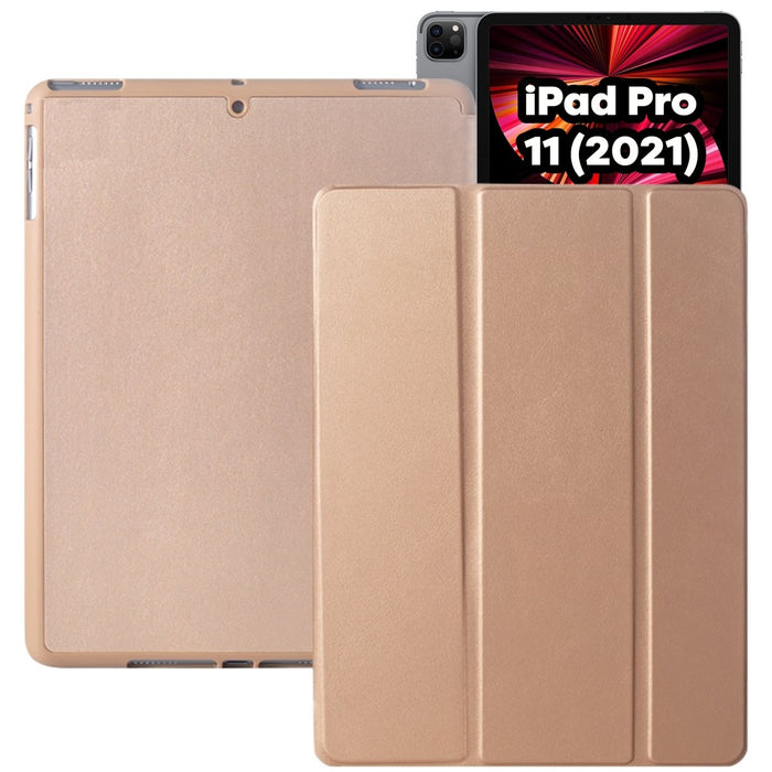 iPad Pro 11 (2021) Hoes - Smart Folio iPad Pro Cover Goud met Pencil Vakje - Premium Hoesje Case Cover voor de Apple iPad Pro 3e Generatie 11 2021
