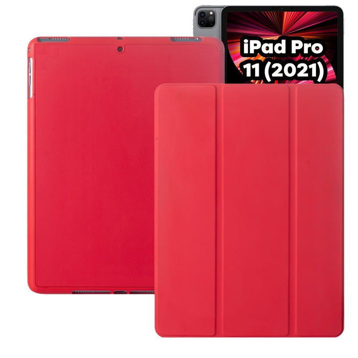 iPad Pro 11 (2021) Hoes - Smart Folio iPad Pro Cover Rood met Pencil Vakje - Premium Hoesje Case Cover voor de Apple iPad Pro 3e Generatie 11 2021