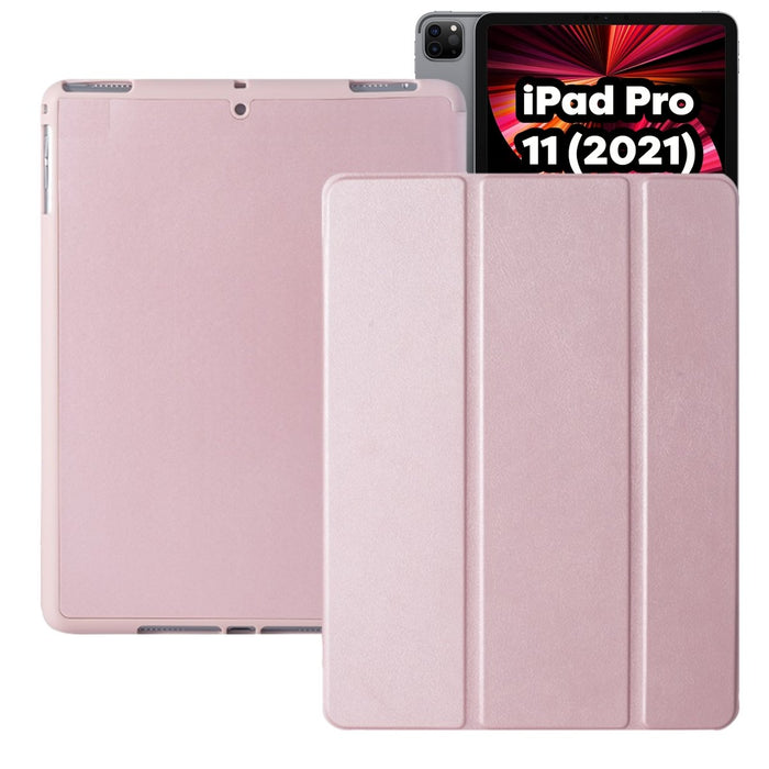 iPad Pro 11 (2021) Hoes - Smart Folio iPad Pro Cover Roze Goud met Pencil Vakje - Premium Hoesje Case Cover voor de Apple iPad Pro 3e Generatie 11 2021