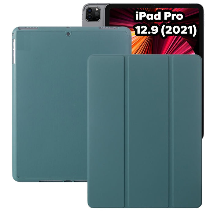 iPad Pro 12.9 Hoes - iPad Pro 12.9 Hoesje 2021 met Apple Pencil Vakje - Smart Folio Case - Donker Groen - Case geschikt voor Apple iPad Pro 12.9 3e generatie