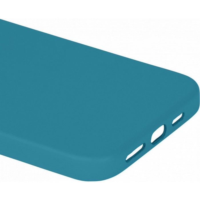 iPhone 12 Hoesje - Magnetisch - Licht Blauw - iPhone 12 Case Magneet - Geschikt voor Apple Magneet - Vegan Leer- MicroFiber - Metalen Knoppen - Military Grade iPhone 12 Hoes