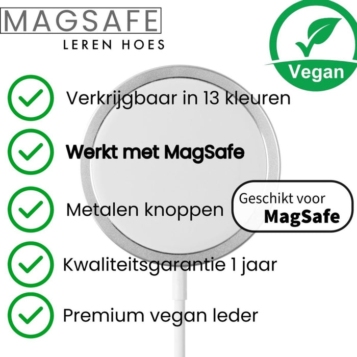 iPhone 12 Pro Hoesje + Kaarthouder - Magnetisch - iPhone 12 Pro Hoesje Pasjeshouder - iPhone 12 Pro Cover Magnetisch - Vegan Leer - Microvezel