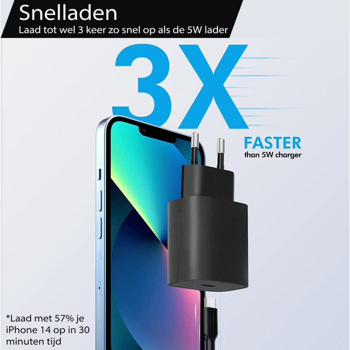 iPhone 14 Snellader + Oplader Kabel 1 Meter - USB C - Power Adapter voor Apple iPhone 14, iPhone 14 Plus, iPhone 14 Pro en iPhone 14 Pro Max