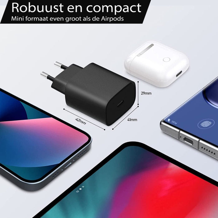 iPhone 14 Snellader + Oplader Kabel 2 Meter - USB C - Power Adapter voor Apple iPhone 14, iPhone 14 Plus, iPhone 14 Pro en iPhone 14 Pro Max