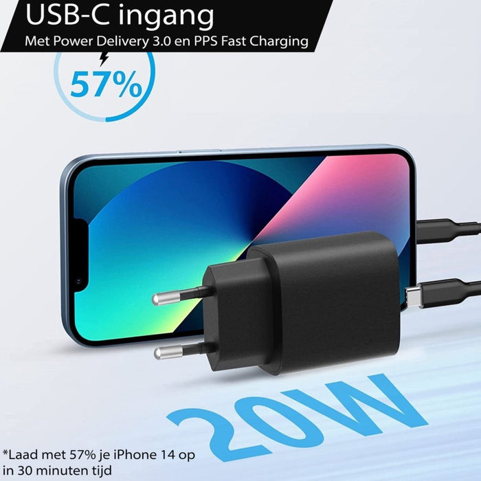 iPhone 14 Snellader + Oplader Kabel 2 Meter - USB C - Power Adapter voor Apple iPhone 14, iPhone 14 Plus, iPhone 14 Pro en iPhone 14 Pro Max
