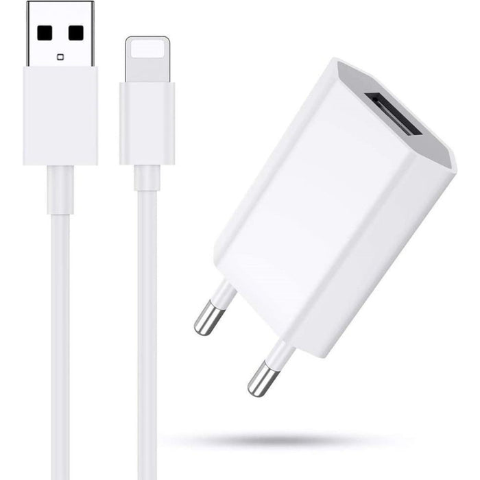 iPhone Lightning Oplaadkabel | 1 Meter | Inclusief 5 Watt Lader | Oplaadstekker voor Apple iPhone 5/6/7/7 Plus/8 Plus/X/Xr/Xs/Xs Max/11/11 Pro/11 Pro Max | Lader voor iPhone / iPad | Oplader | Adapter