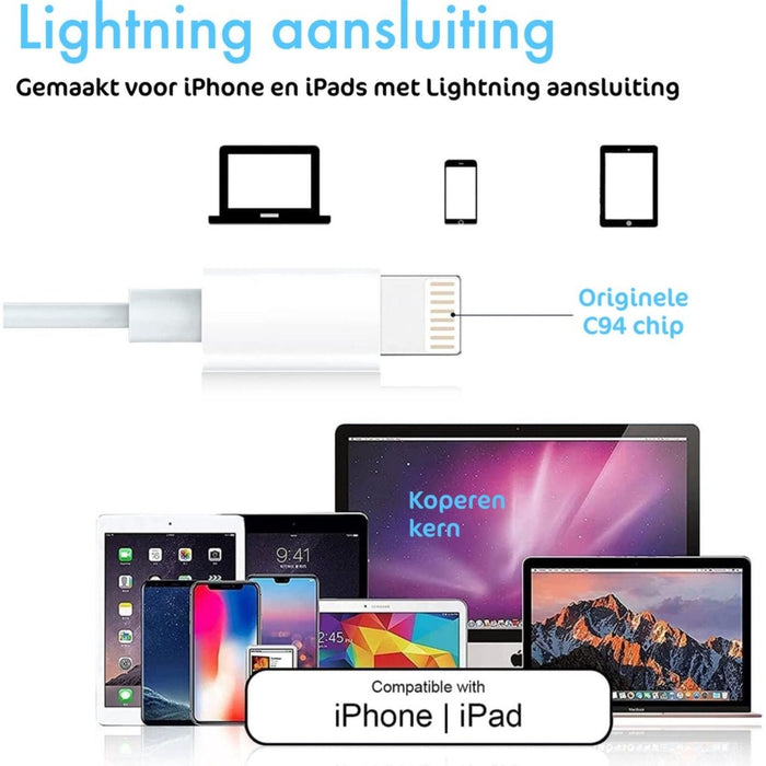 iPhone Oortjes met Snoer - 2 Stuks - Lightning Aansluiting Oordopjes -  In Ear Sport Oordopjes voor iPhone 7,8,X,Xr,Xs,Max,11,12,13,14,Pro,Max - Geschikt voor Apple iPhone en Apple iPad