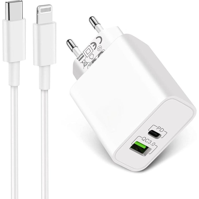 iPhone oplader - 35W USB-C Snelle oplader inclusief 3meter oplaadkabel- geschikt voor iPhone/iPad - Opladers - Phreeze