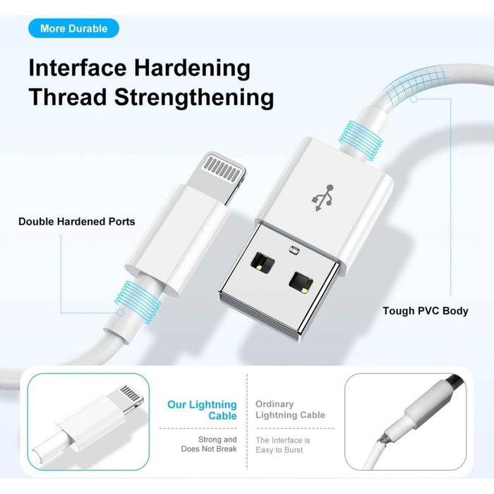 iPhone oplader kabel - iPhone kabel - Lightning USB kabel - iPhone lader kabel geschikt voor Apple iPhone 6,7,8,9,X,XS,XR,11,12,13 - 3-PACK