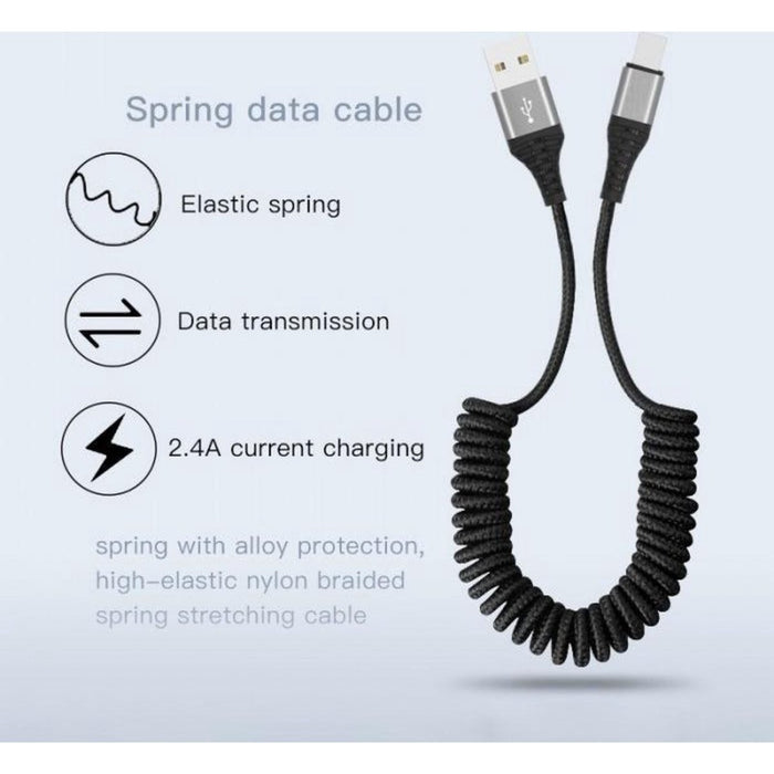 iPhone Oplader Kabel Lightning naar USB-kabel - Zwart - 1.5 Meter - Geschikt voor iPhone / iPad / iPhone 12 / iPad 2020 - Spiraalkabel – Krulsnoer - Spiraalsnoer - Geschikt voor iPad - Apple iPhone - iPhone 12 - iPhone 12 Pro