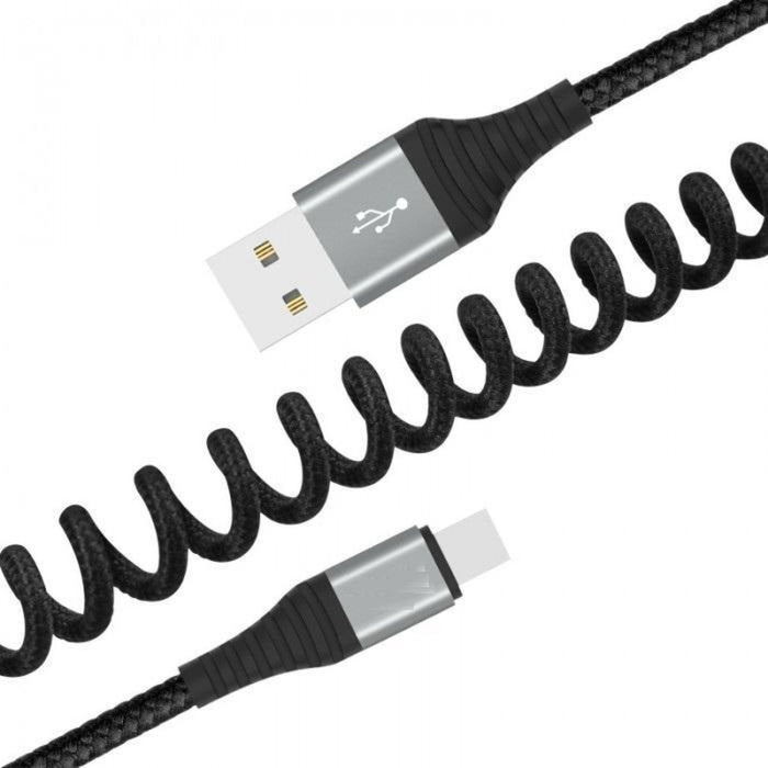 iPhone Oplader Kabel Lightning naar USB-kabel - Zwart - 1.5 Meter - Geschikt voor iPhone / iPad / iPhone 12 / iPad 2020 - Spiraalkabel – Krulsnoer - Spiraalsnoer - Geschikt voor iPad - Apple iPhone - iPhone 12 - iPhone 12 Pro