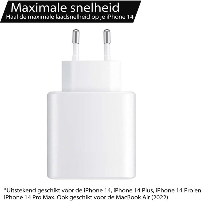 iPhone Power Adapter 45W + USB C naar Lightning Kabel 2 Meter - Extra Sterk - Snellader - Power Delivery 3.0 - USB C Adapter voor Apple iPhone 14 modellen