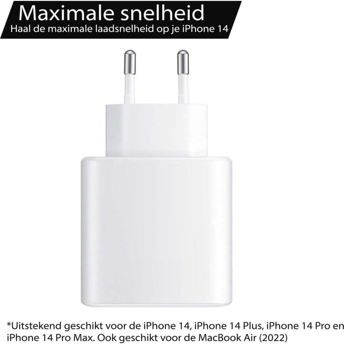 iPhone Power Adapter 45W + USB C naar Lightning Kabel - Extra Sterk - Snellader - Power Delivery 3.0 - USB C Adapter voor Apple iPhone 14 modellen