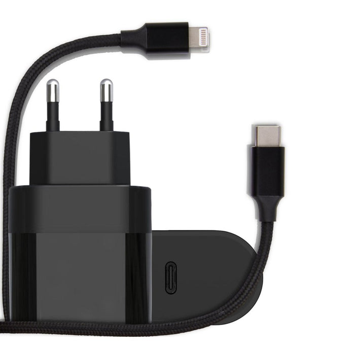 iPhone Snellader incl. 3 meter Lightning USB C Kabel - Apple Oplader USB-C voor o.a. iPhone 13 & iPhone 12 - Zwart