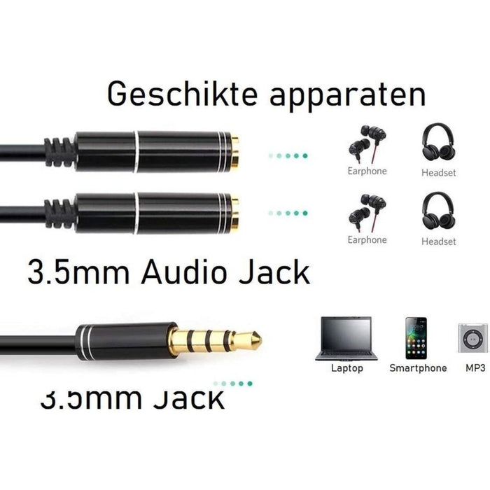 Jack Splitter | Audio Splitter 3.5 mm Jack | Audio Splitter Headset / Koptelefoon | Kabel Audio Switch | Female | Aux Splitter | Koptelefoon Splitter | Headset Splitter | Aux Splitter | Audio Jack Splitter